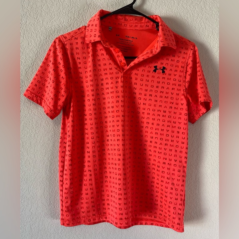 Under Armour The Playoff Polo Loose Fit Neon Orange Youth L
